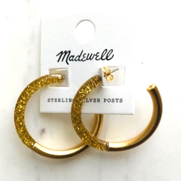Madewell Half Acetate Sparkly Hoop Earrings New With Tag - Picture 11 of 11